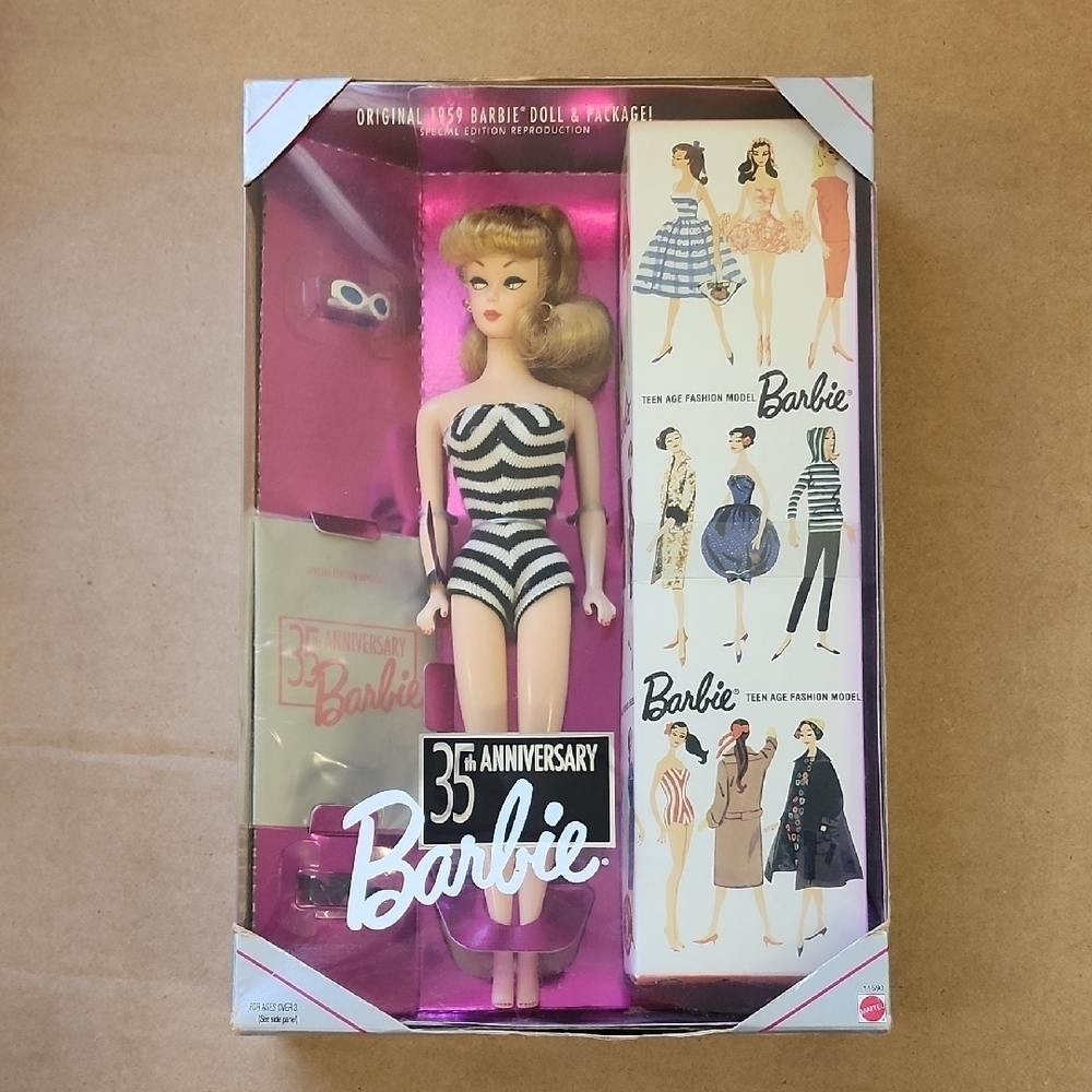 Barbie 35th Anniversary Reproduction 1959 Ponytail Barbie NRFB 1993 #11782